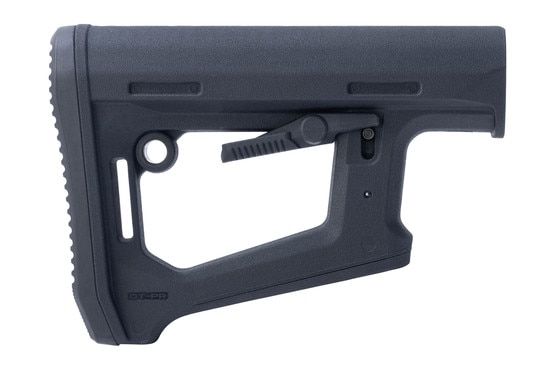 Magpul DT-PR Carbine Stock in Black with extended bottom for use as a bag rider